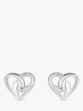 Simply Silver Heart Knot Stud Earrings, Silver