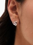 Simply Silver Heart Knot Stud Earrings, Silver