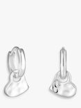 Simply Silver Polished Molten Heart Drop Earrings, Silver