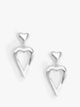 Simply Silver Polished Open Heart Drop Earrings, Silver