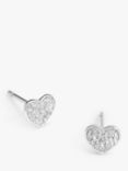 Simply Silver Pave Heart Stud Earrings, Silver