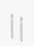 Simply Silver Polished Sleek Stick Drop Earrings, Silver