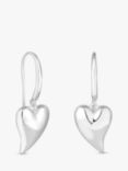 Simply Silver Tapered Heart Drop Earrings, Silver