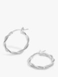 Simply Silver Textured Woven Hoop Earrings, Silver