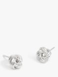 Simply Silver Polished Woven Knot Stud Earrings, Silver