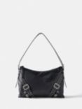 Mint Velvet Leather Buckle Detail Shoulder Bag, Black