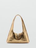 Mango Nat Metallic Leather Stitch Detail Shoulder Bag