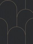 Graham & Brown Lancet Wallpaper, Black/Gold