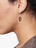 Be-Jewelled Baltic Amber Scandi Drop Earrings, Silver