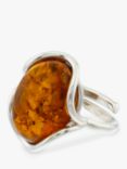 Be-Jewelled Baltic Amber Oval Ring, Silver