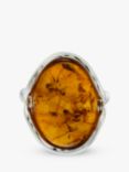 Be-Jewelled Baltic Amber Oval Ring, Silver