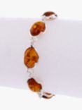 Be-Jewelled Baltic Amber Station Bracelet, Silver