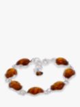 Be-Jewelled Baltic Amber Station Bracelet, Silver