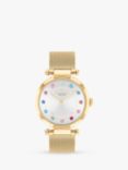 Coach Women's Cary Rainbow Crystal Watch and Chain Bracelet Set, Gold