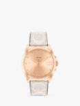 Coach Women's Greyson Monogram C Coated Leather Strap Watch, White/Rose Gold