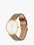 Coach Women's Elliot Canvas Leather Strap Watch, Brown/Silver