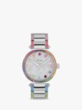 Coach Women's Cary Rainbow Crystal Bracelet Strap Watch, Silver/Multi