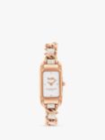 Coach Women's Cadie Rectangular Leather Chain Link Bracelet Strap Watch, Rose Gold/White