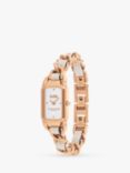 Coach Women's Cadie Rectangular Leather Chain Link Bracelet Strap Watch, Rose Gold/White