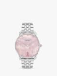 Coach Women's Elliot Mother of Pearl Pink Dial Bracelet Strap Watch, Silver