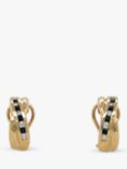 Vintage Fine Jewellery Pre-Loved 9ct Yellow Gold Diamond and Sapphire Demi Hoop Earrings