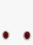 Vintage Fine Jewellery Pre-Loved 14ct Yellow Gold Diamond and Ruby Cluster Stud Earrings