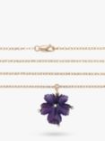 Vintage Fine Jewellery Pre-Loved 9ct Yellow Gold Diamond and Carved Amethyst Flower Pendant Necklace, Dated London 1983