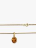 Vintage Fine Jewellery Pre-Loved 9ct Yellow Gold Citrine Pendant Necklace, Dated Birmingham 1982