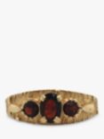 Vintage Fine Jewellery Pre-Loved 9ct Yellow Gold Garnet Barked Band Ring, Dated London 1978