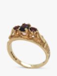 Vintage Fine Jewellery Pre-Loved 9ct Yellow Gold Garnet Barked Band Ring, Dated London 1978