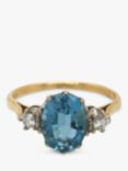 Vintage Fine Jewellery Pre-Loved 18ct Yellow Gold Diamond and Aquamarine Cocktail Ring, Dated London 1978