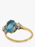 Vintage Fine Jewellery Pre-Loved 18ct Yellow Gold Diamond and Aquamarine Cocktail Ring, Dated London 1978