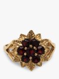 Vintage Fine Jewellery Pre-Loved 9ct Yellow Gold Garnet Floral Cluster Ring, Dated London 1979