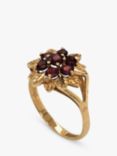 Vintage Fine Jewellery Pre-Loved 9ct Yellow Gold Garnet Floral Cluster Ring, Dated London 1979