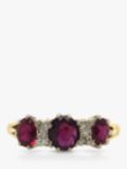 Vintage Fine Jewellery Pre-Loved 18ct Yellow and White Gold Diamond And Ruby Ring, Dated London 1974