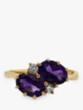 Vintage Fine Jewellery Pre-Loved 18ct Yellow Gold Diamond and Amethyst Cocktail Ring