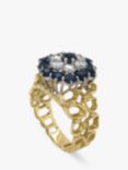 Vintage Fine Jewellery Pre-Loved 18ct Yellow Gold Sapphire and Diamond Cluster Ring, Dated London 1973