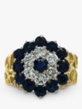 Vintage Fine Jewellery Pre-Loved 18ct Yellow Gold Sapphire and Diamond Cluster Ring, Dated London 1973