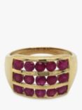 Vintage Fine Jewellery Pre-Loved 9ct Yellow Gold Triple Row Ruby Ring, Dated Birmingham 2005