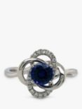 Vintage Fine Jewellery Pre-Loved 18ct White Gold Diamond and Sapphire Swirl Cluster Ring