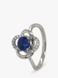 Vintage Fine Jewellery Pre-Loved 18ct White Gold Diamond and Sapphire Swirl Cluster Ring