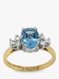 Vintage Fine Jewellery Pre-Loved 18ct Yellow and White Gold Diamond and Blue Topaz Cluster Ring