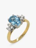 Vintage Fine Jewellery Pre-Loved 18ct Yellow and White Gold Diamond and Blue Topaz Cluster Ring