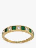 Vintage Fine Jewellery Pre-Loved 18ct Yellow Gold Diamond and Emerald Half Eternity Ring