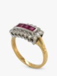 Vintage Fine Jewellery Pre-Loved 18ct Yellow and White Gold Diamond and Ruby Bar Cocktail Ring