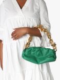 Pre-loved Bottega Veneta Leather Chain Clutch Bag, Green