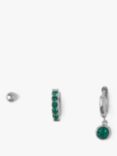 Orelia Swarovski Emerald Ear Party Earrings, Pack of 3, Silver