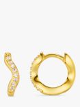 Orelia Fine Pave Wave Hoop 18ct Gold Earrings, Pale Gold