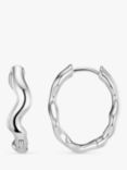 Orelia Organic Oval Hoop Earrings, Silver