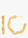 Orelia Woven Twist Cross Hoop 18ct Gold Earrings, Pale Gold